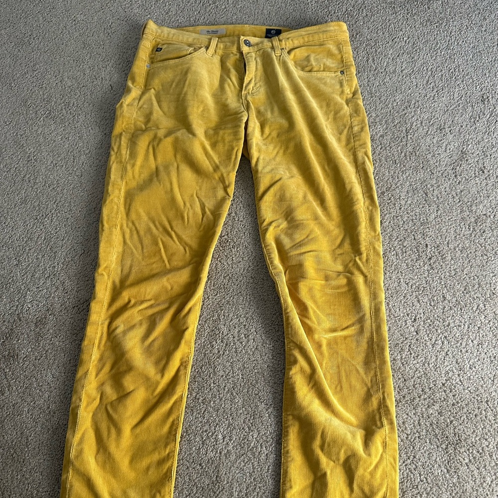 Anthropologie AG Stevie Yellow Straight Leg Corduroy Pants